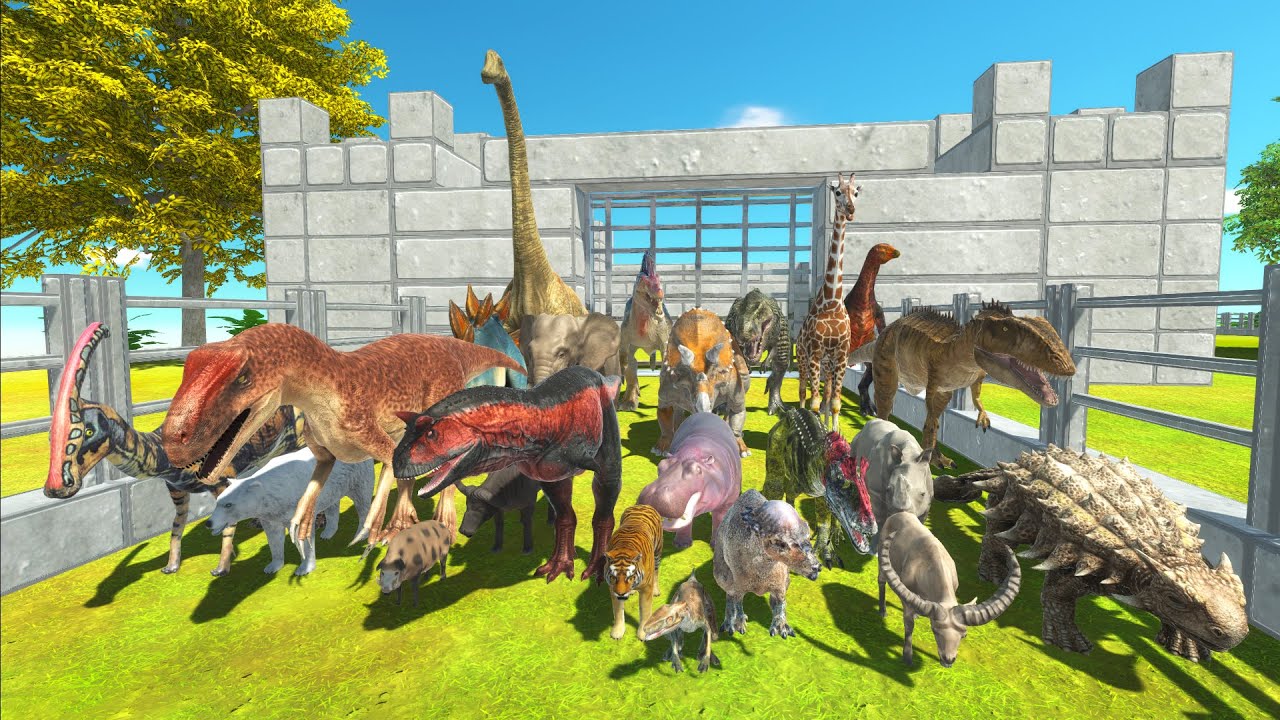 FOREST CASTLE SPEED RACE ALL DINOSAURS VS ANIMAL - Animal Revolt Battle Simulator
