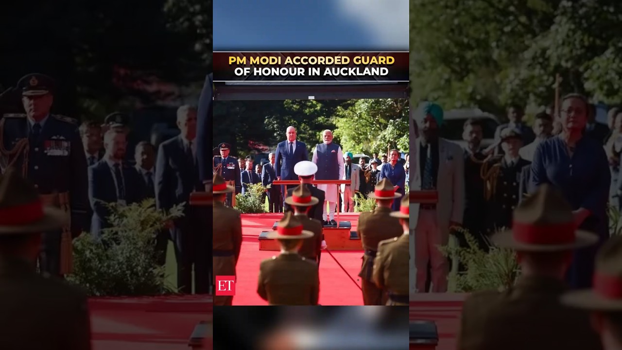 PM Modi receives Guard of Honour during ceremonial welcome at Auckland Government House