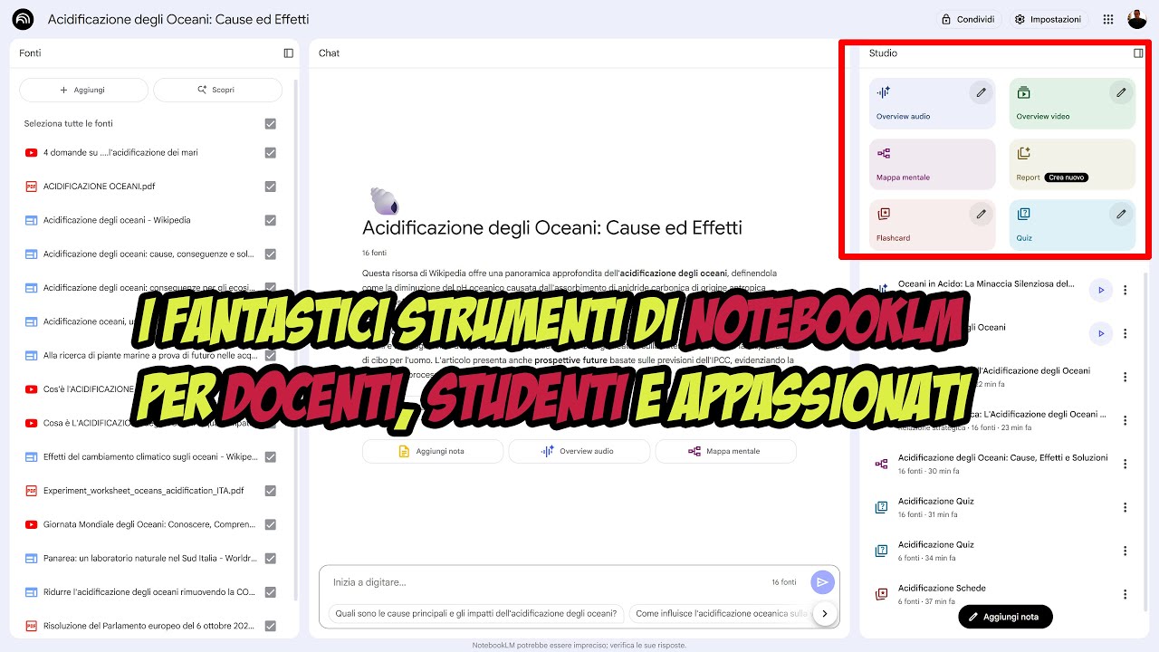 NotebookLM crea schede didattiche, quiz, audio, video, post e mappe mentali per docenti e studenti