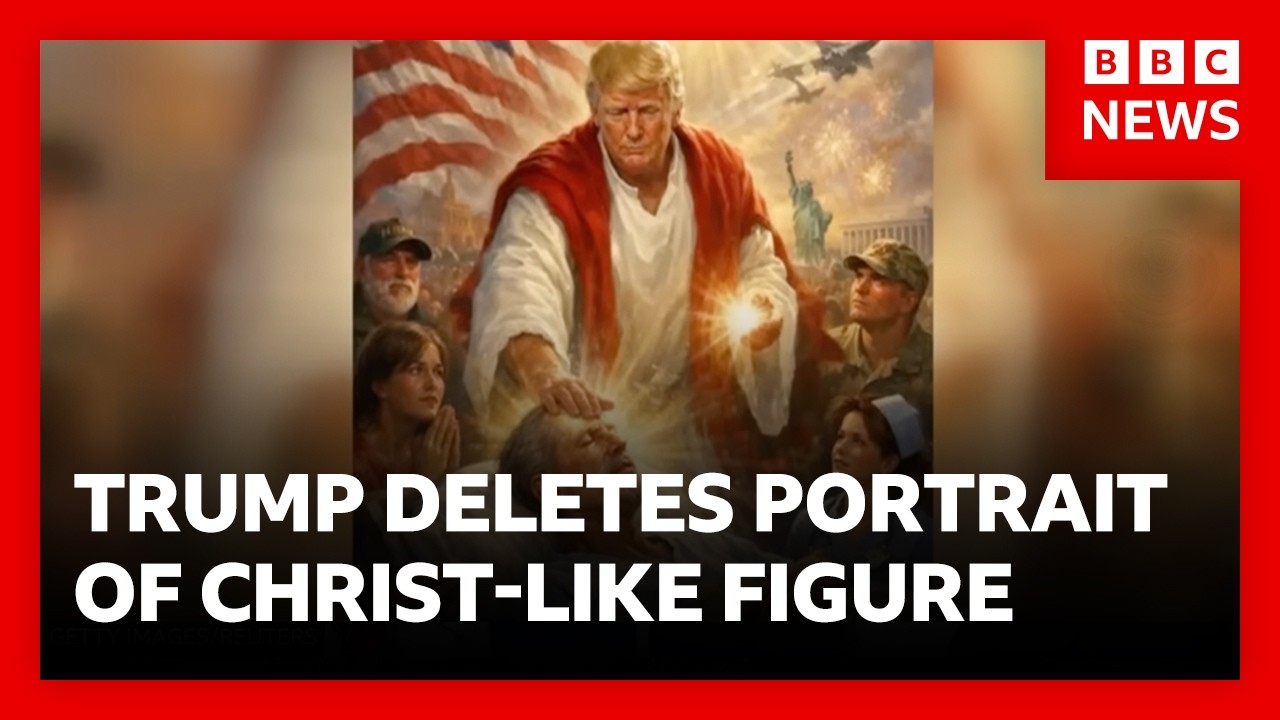 Trump deletes portrait as Jesus Christ figure - after feud with Pope over Iran | BBC News