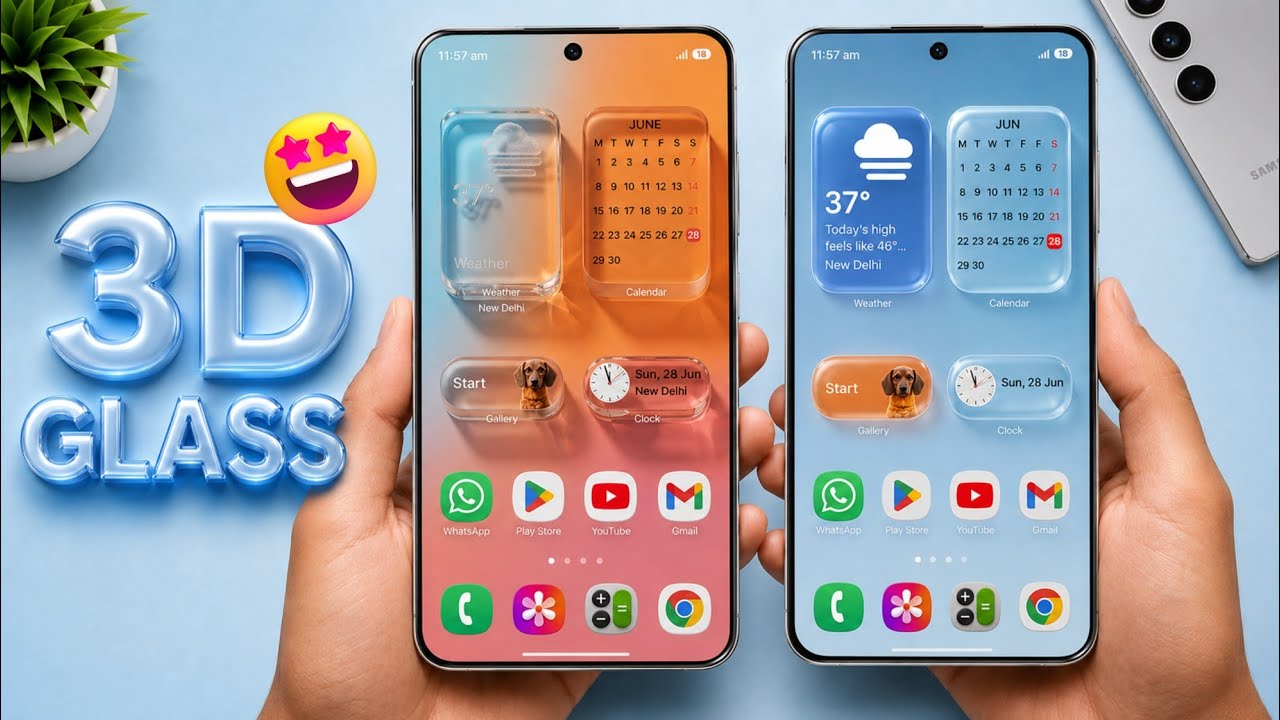 Как ВКЛЮЧИТЬ виджет LIQUID🔥 GLASS на главном экране Samsung | One UI 8.5 Liquid GLASS 3D виджеты