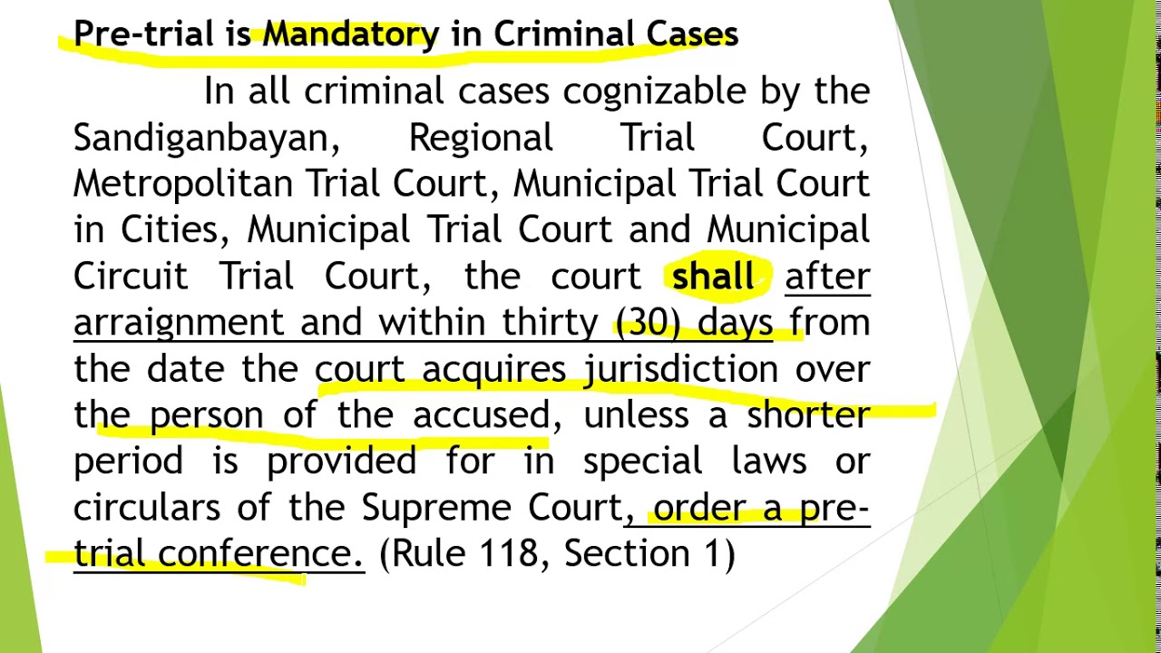 Criminal Procedure: Pre trial