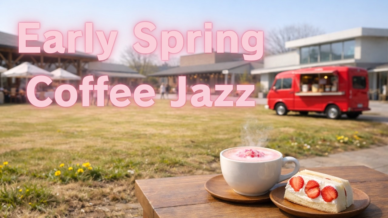 Early Spring Sunday | Sakura Latte & Strawberry Sandwich Coffee Jazz