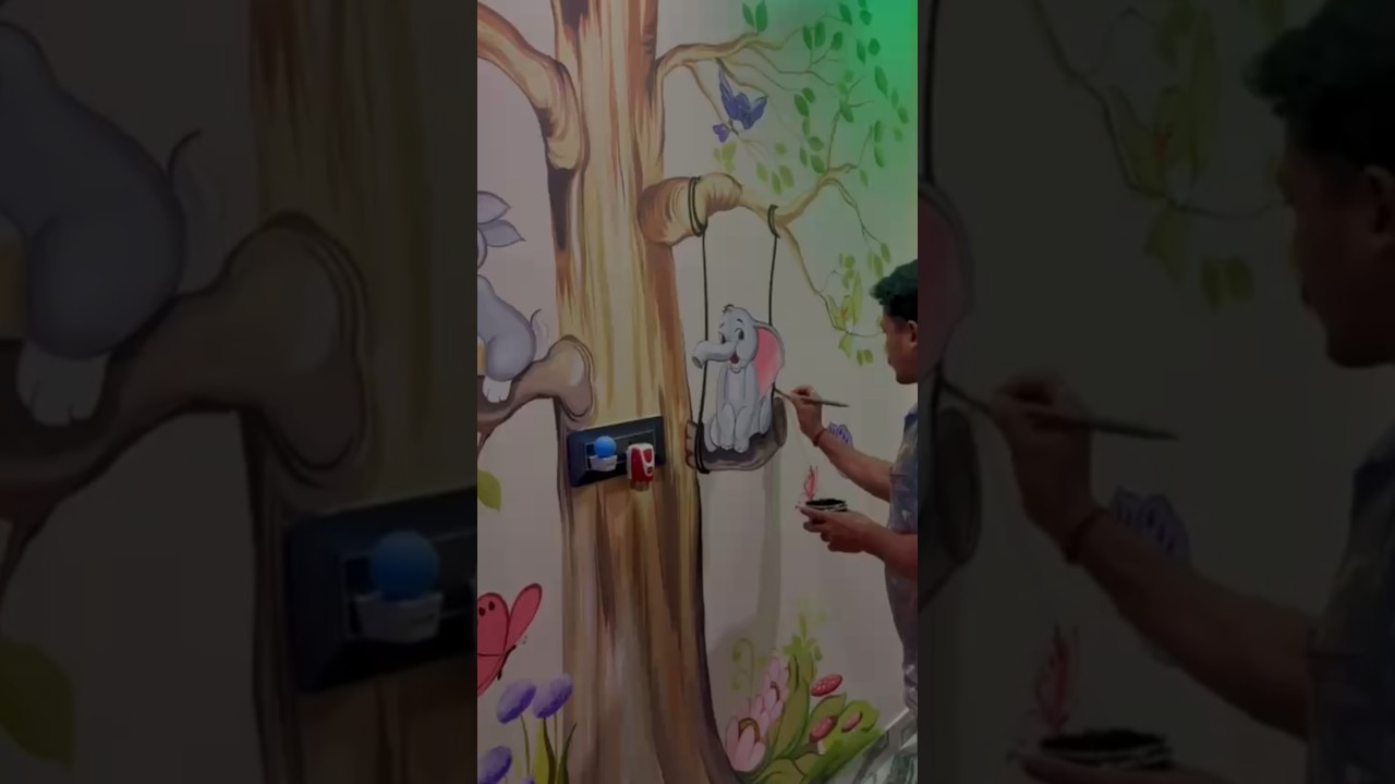 kids room wall painting 3D design #shorts #youtubeshorts #art