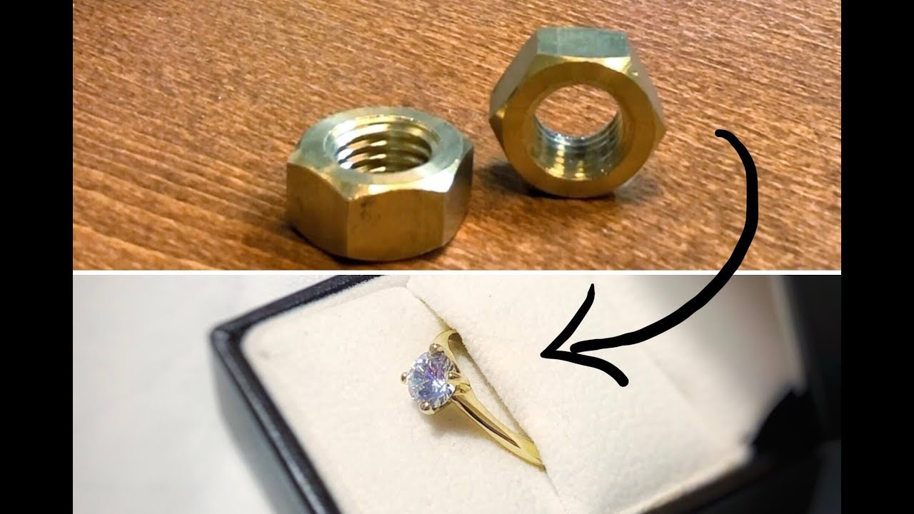 Turning a brass hex nut into an gorgeous Zirconia ring