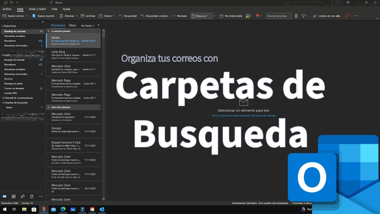 Como hacer carpeta de búsqueda en Outlook