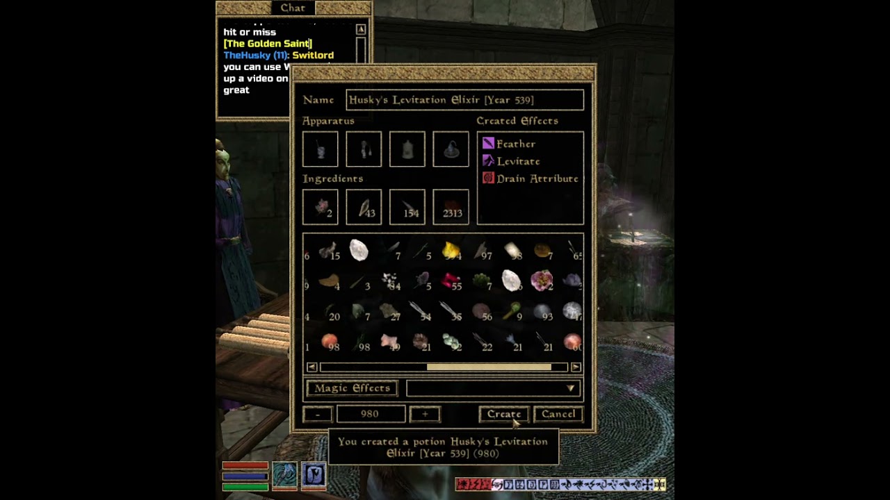 Morrowind MMO - Making Custom Potions [Metabolist Class] #morrowind #mmo #shorts #multiplayer