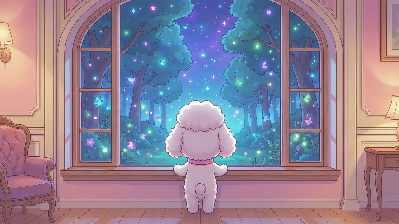 Cozy Kawaii Night Window Loop ✨ Calm Music & Soft Animation | Relax, Study, Sleep