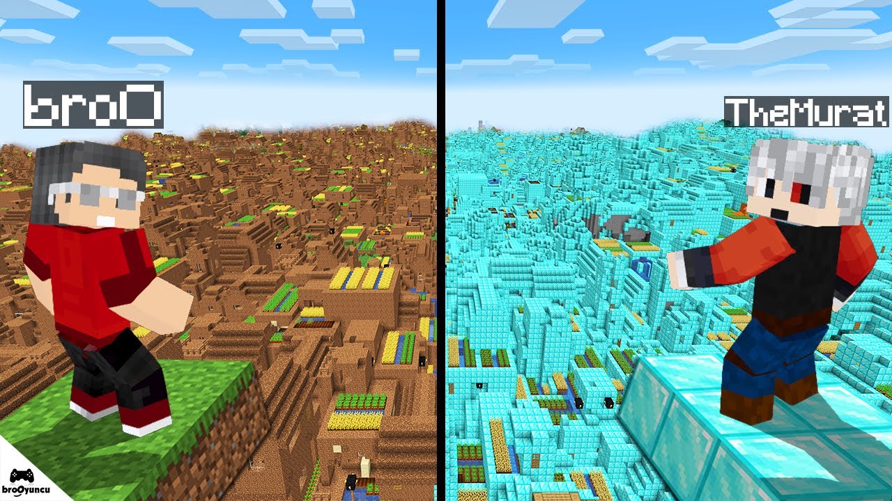 SONSUZ TOPRAK KÖY VS SONSUZ ELMAS KÖY YARIŞI - Minecraft