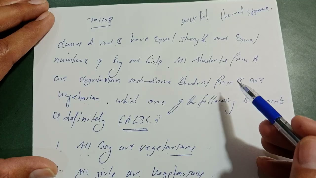 Classes A and B have equal strength and equal number of boys and girls .all students from A are vege