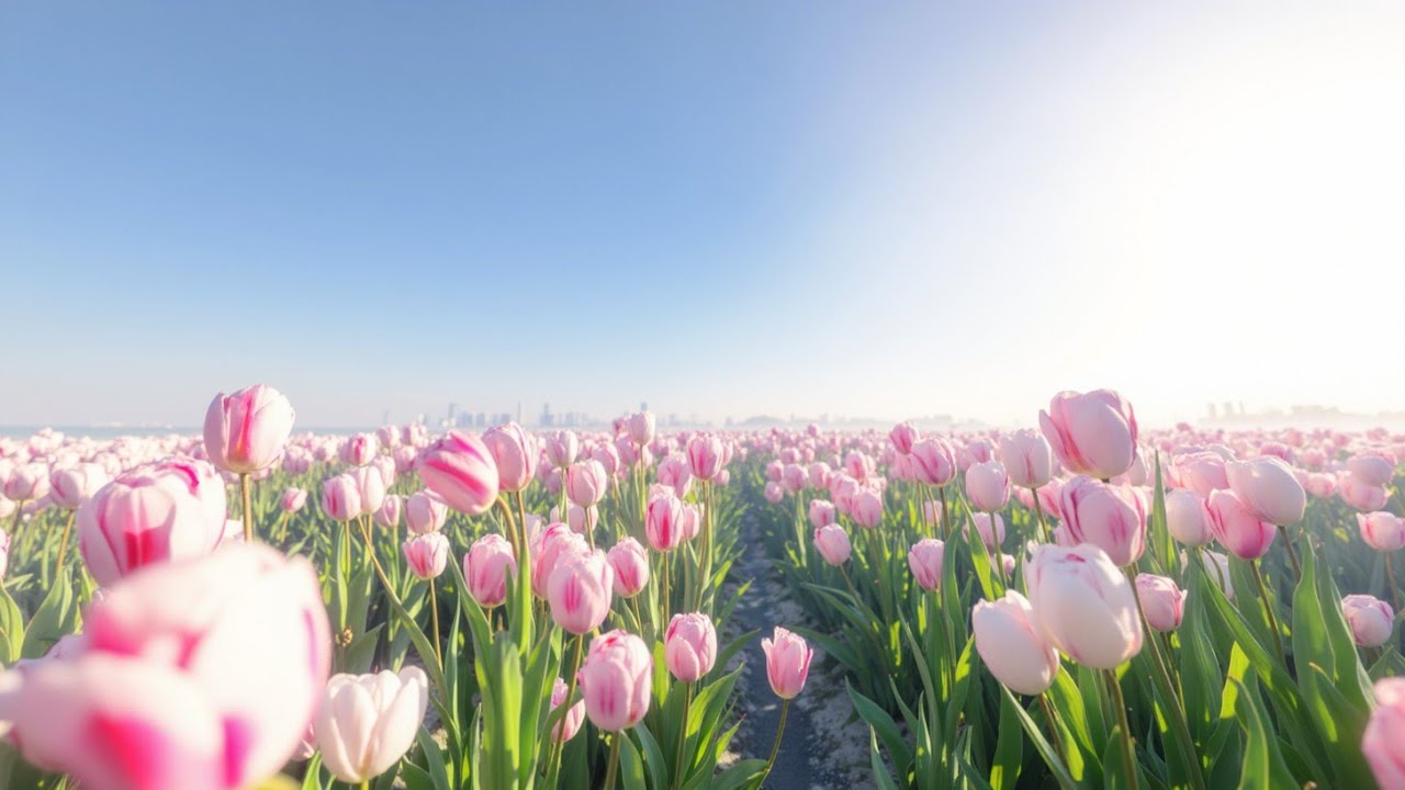 Peaceful Piano Music for Morning Relaxation: Smooth Melodies in a Vibrant Tulip Field