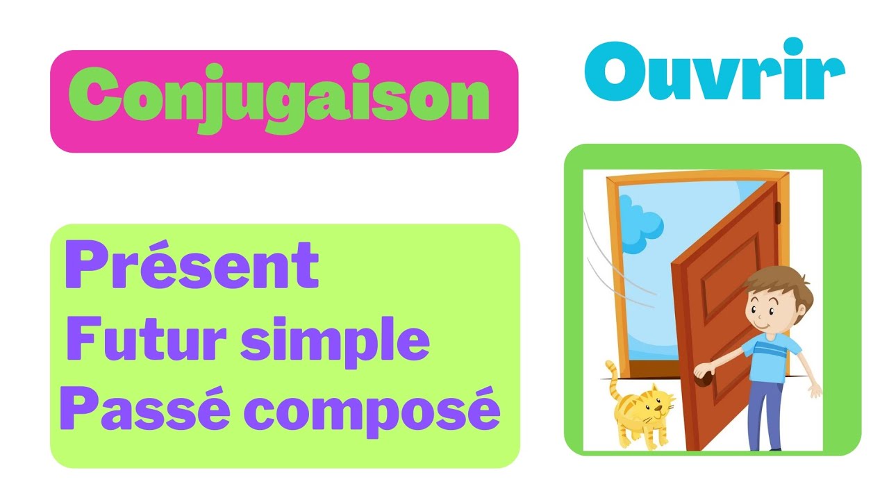 conjugaison : le verbe ouvrir  au présent, au futur simple et  au passé composé.