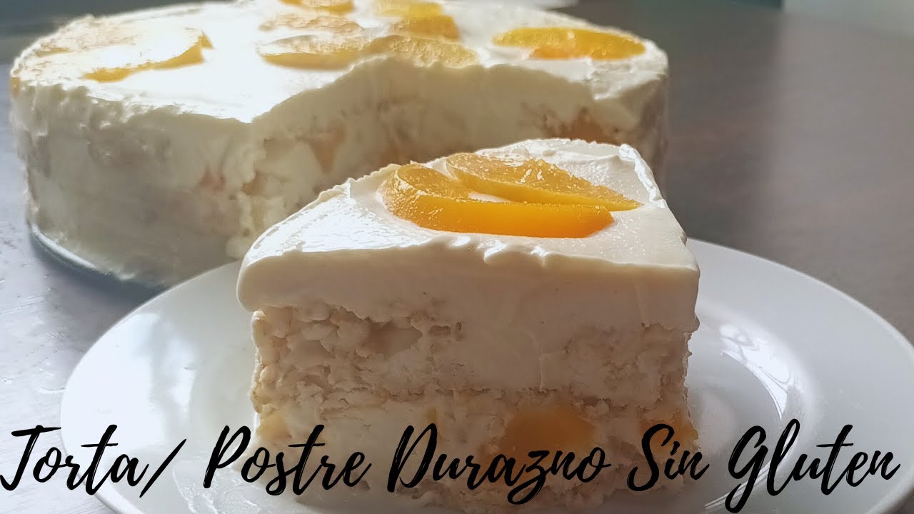 TORTA/ POSTRE De DURAZNOS Sin 😋Gluten II Sin Azúcar II Sin Horno II Sin Huevos - RECETA FACIL👌