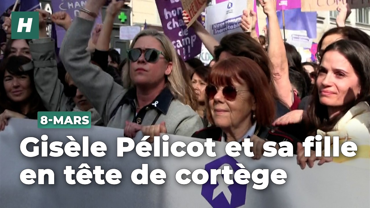 Le symbole fort de Gis&egrave;le Pelicot et sa fille en t&ecirc;te de cort&egrave;ge &agrave; Paris pour le 8-Mars