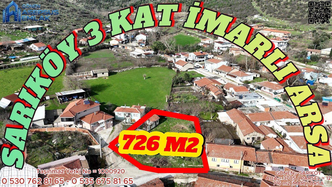 726 m² İMARLI ARSA PRESTİJLİ YAŞAM & YÜKSEK YATIRIM POTANSİYELİ