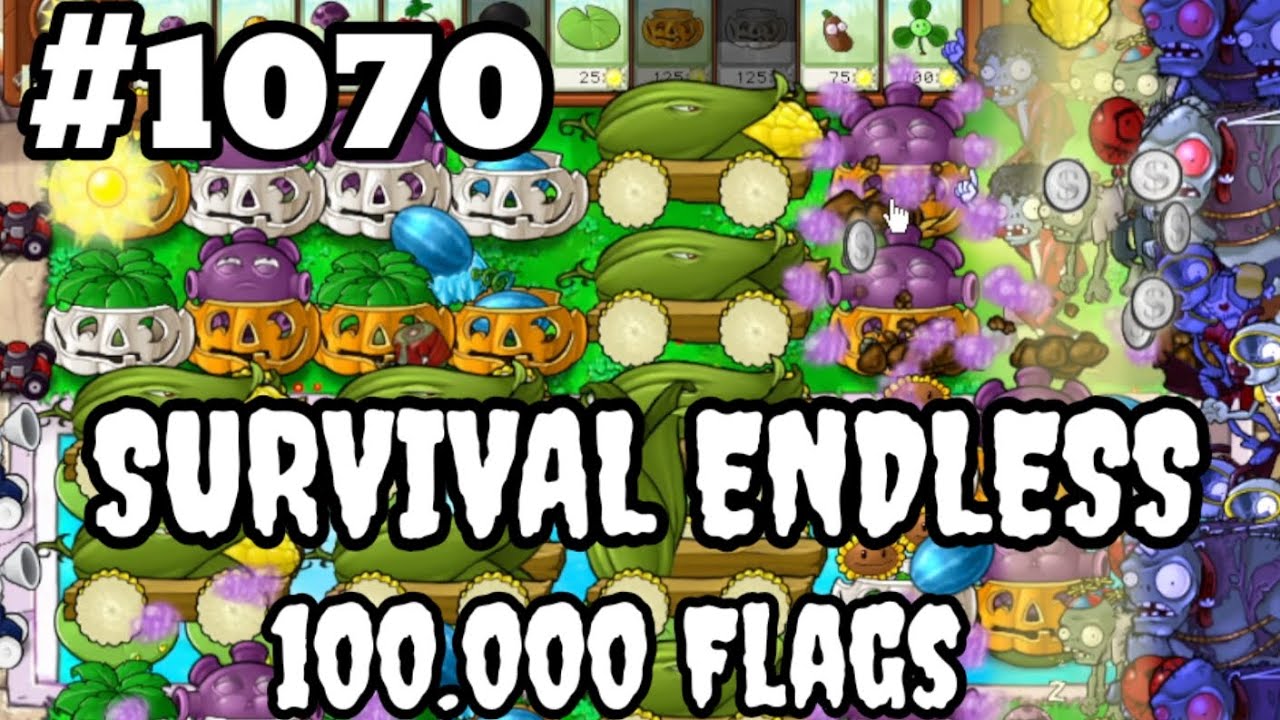 Plants vs Zombies Survival Endless 100000 Flags Part 1070 | 21380 - 21400 Flags