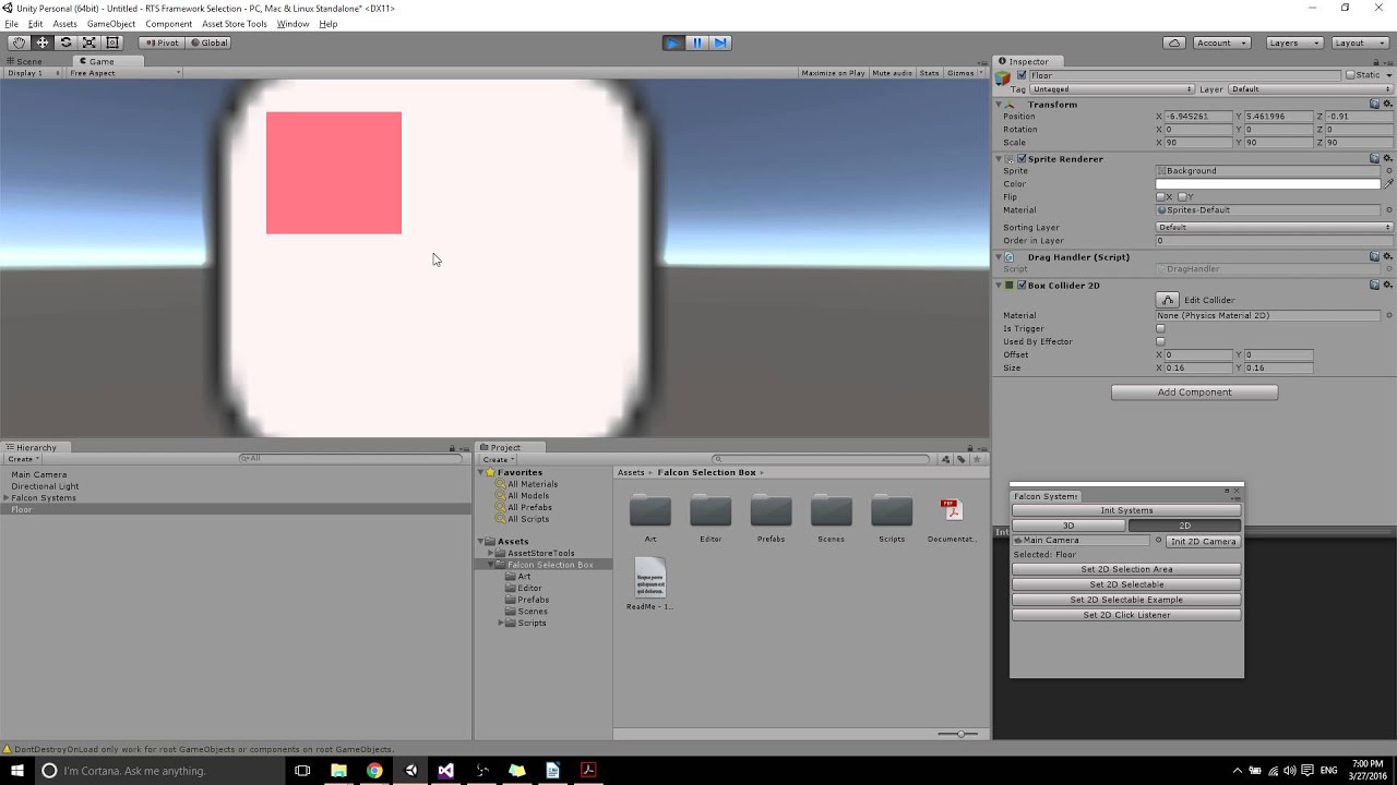 Setting up Falcon Selection Tool in a 2D environment