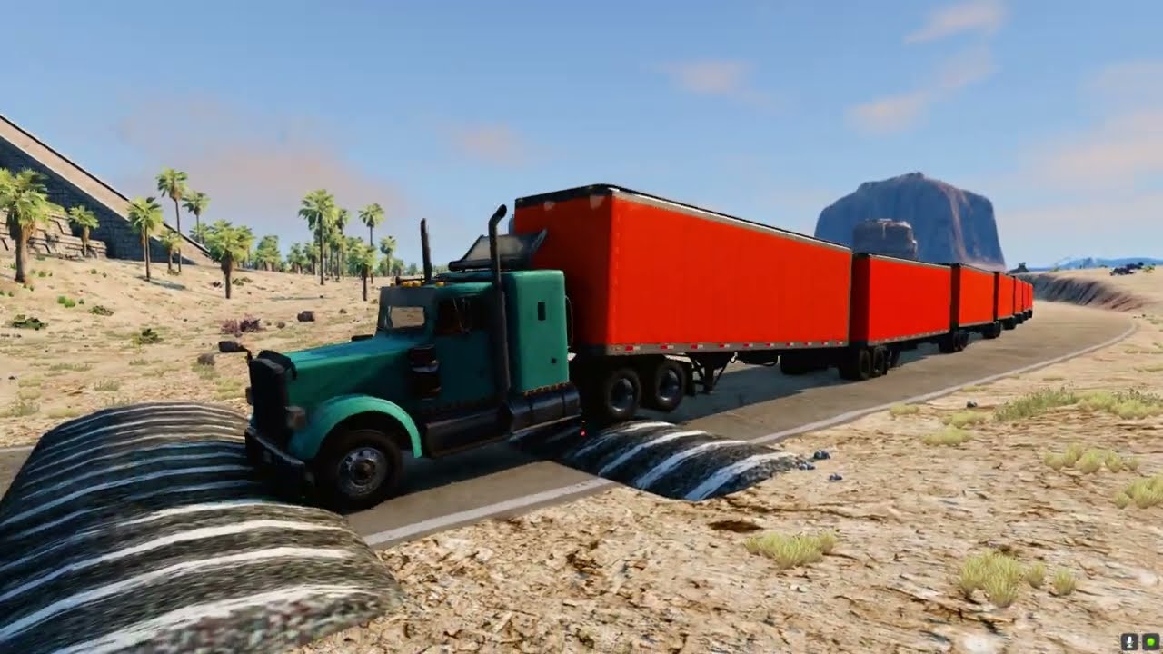 Road Trains vs Speed Bumps #22 | BeamNG Drive