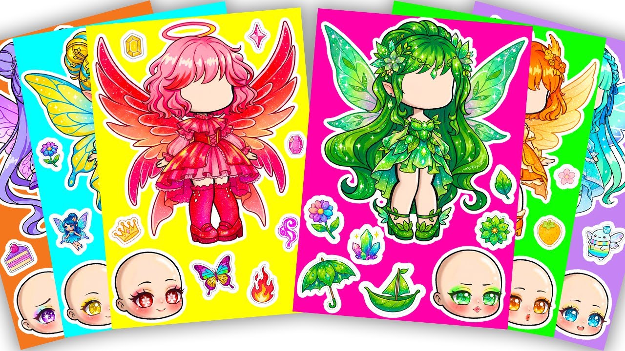 ✨Paper DIY✨ Fairy Collection X Gacha Sticker Book #fairy #doll #paperdiy #gachalife #asmr