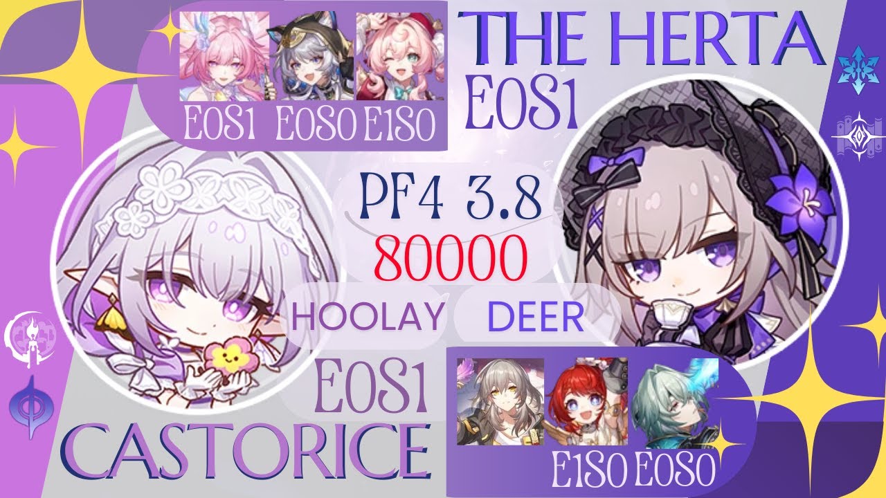 PF 4 (3.8) | Hoolay vs Castorice E0S1 | A. E. Deer vs The Herta E0S1 | score 80000
