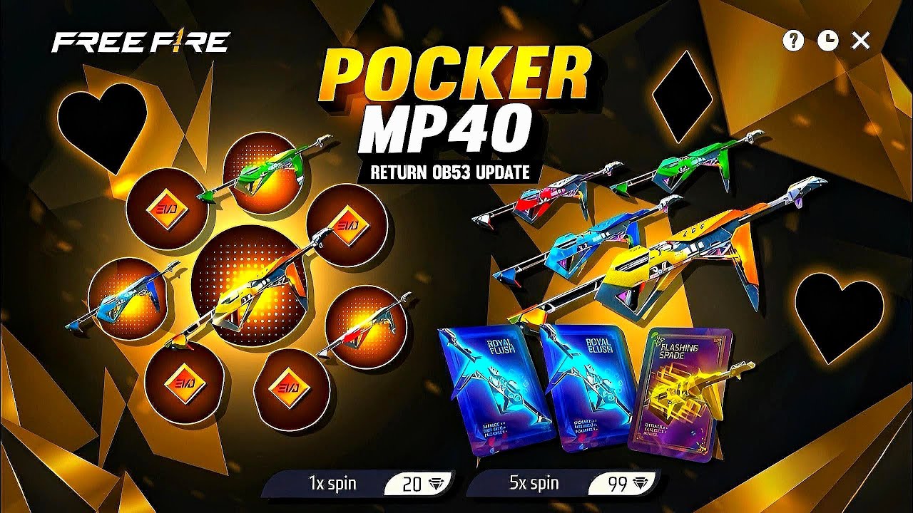 Poker Mp40 Return🤯🥳| Emote Royale Return | free fire new event | ff new event |new event ff