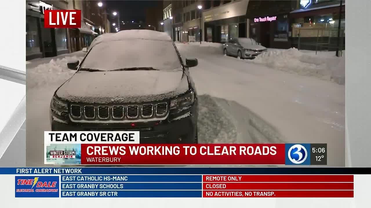Waterbury shuts municipal offices as 15 inches of snow blankets city