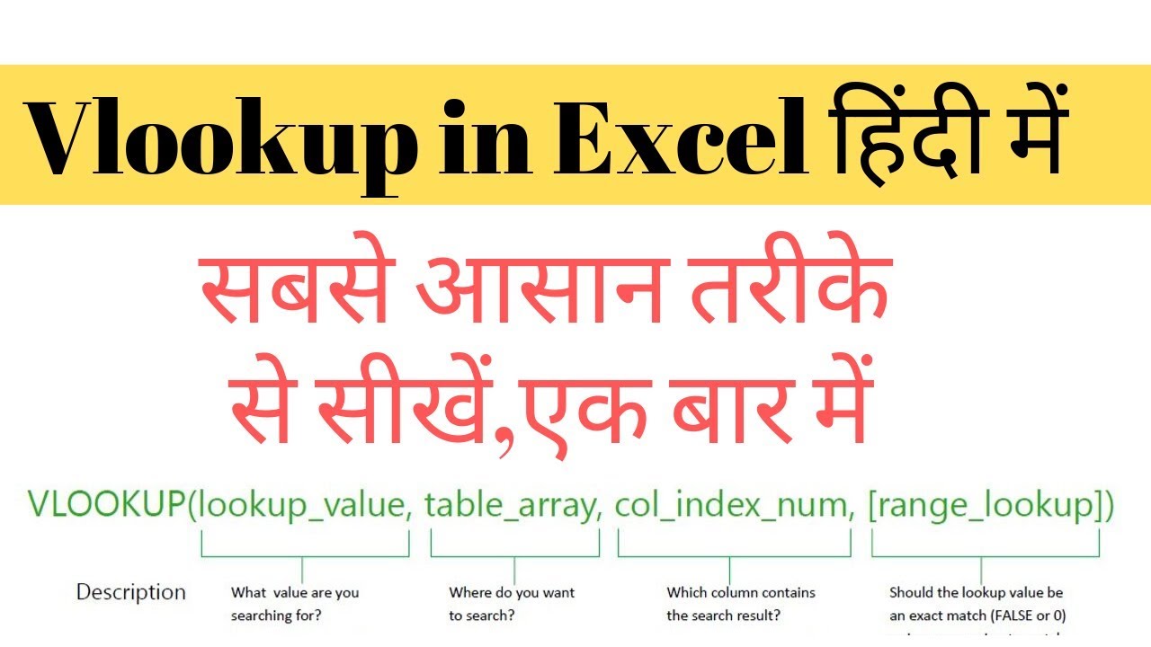 Vlookup for Beginners in Excel in Hindi