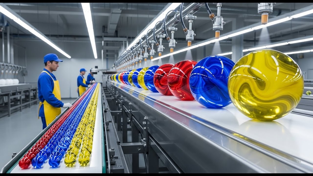 Inside a Modern Glass Marble Factory: From Recycled Scrap to Perfect Glossy Marbles (Full Process)