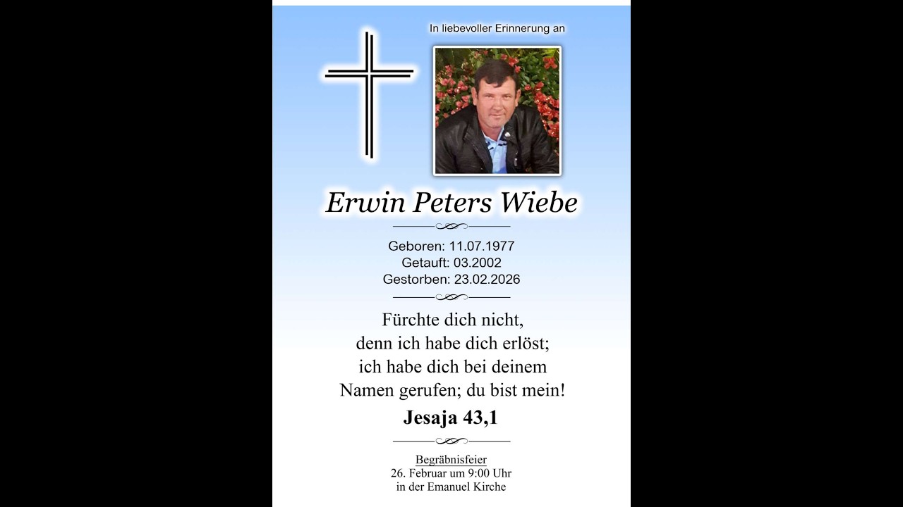 Abschiedsfeier Erwin Peters Wiebe 26.02.2026