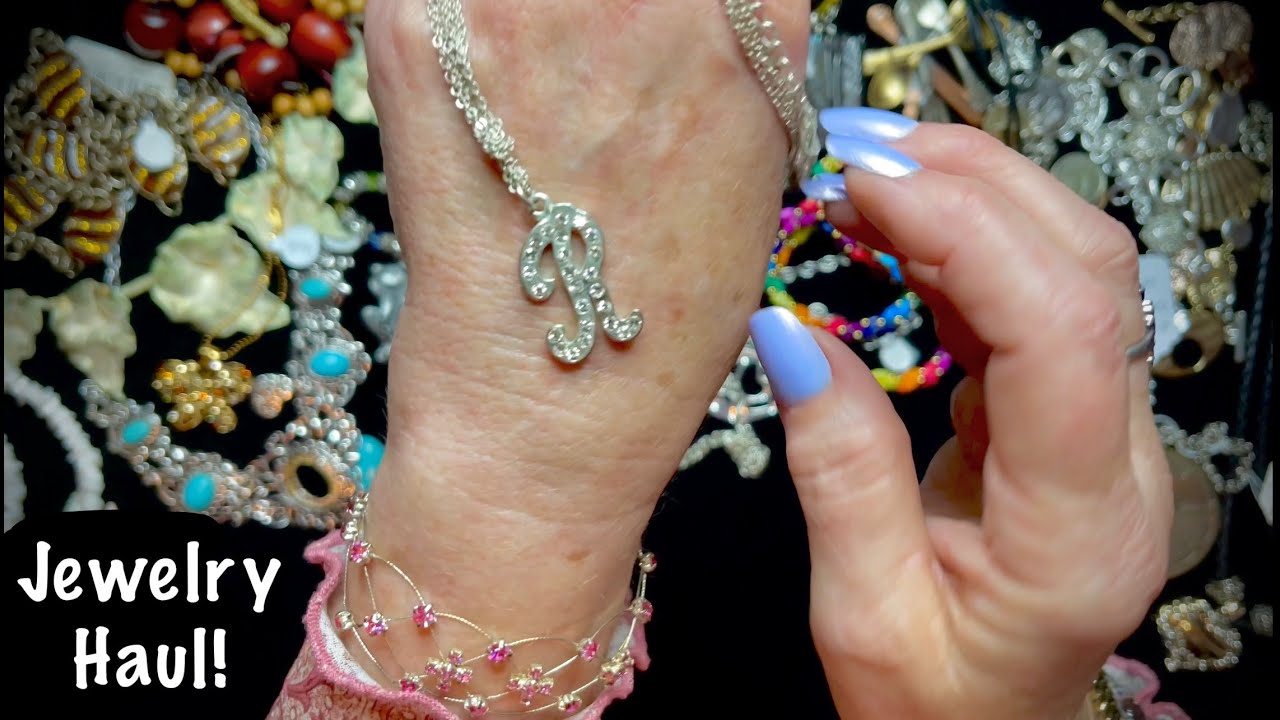 ASMR Vintage jewelry shopping haul (No talking) Showing pieces one at a time. Jingling jewelry.