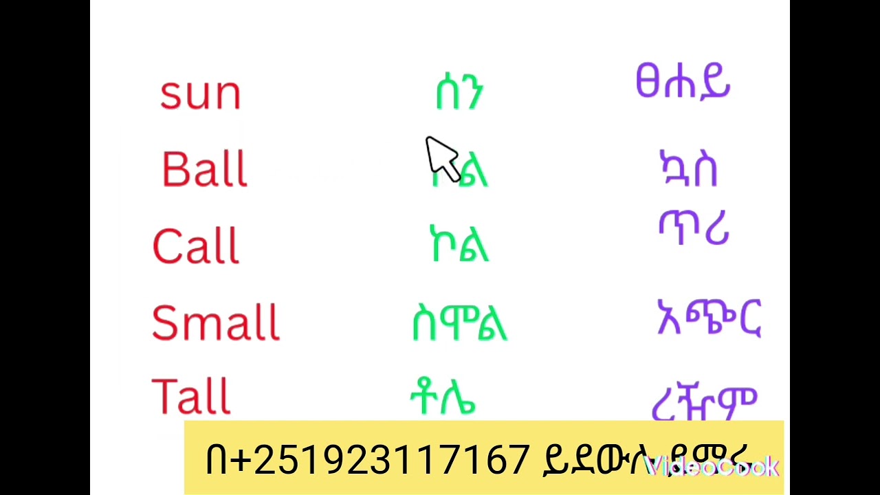 የእንግሊዘኛ ቃላትን በአማርኛ ትርጉም 