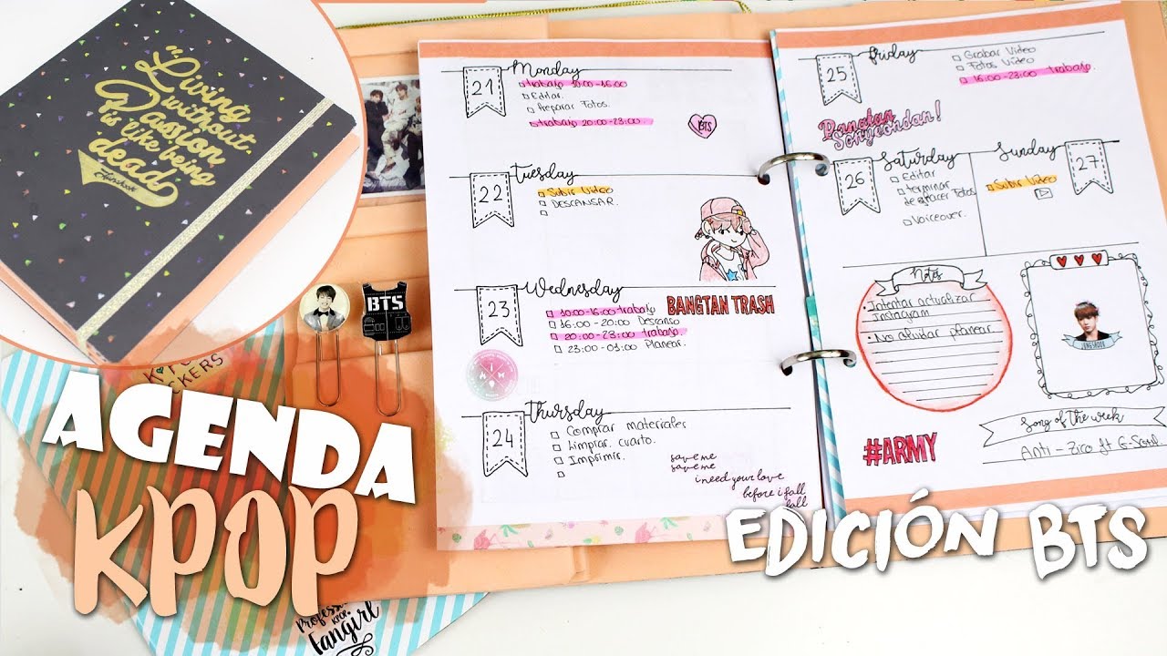 DIY KPOP: AGENDA KPOP POR MENOS DE 4€ |K-freak| Edición BTS | Vuelta a clase
