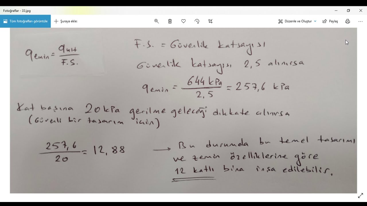 Terzaghi zemin taşıma gücü örneği