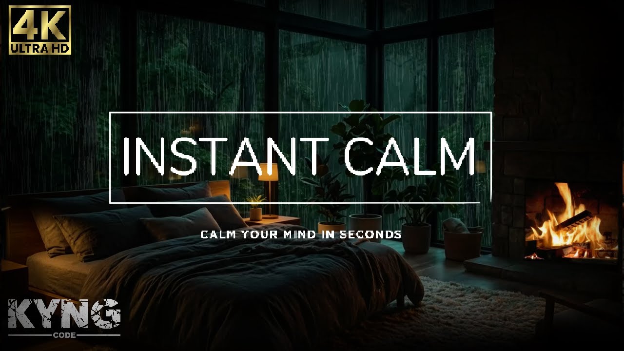 LOfi Peaceful Atmosphere, Calming Fireplace & Thunderstorm