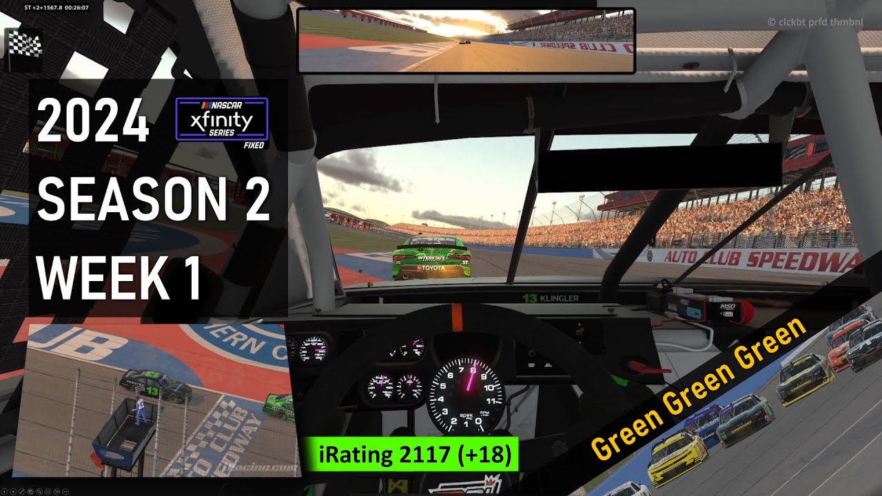 All Green at Auto Club NASCAR Xfinity iRacing 2024 Season 2 Week 1