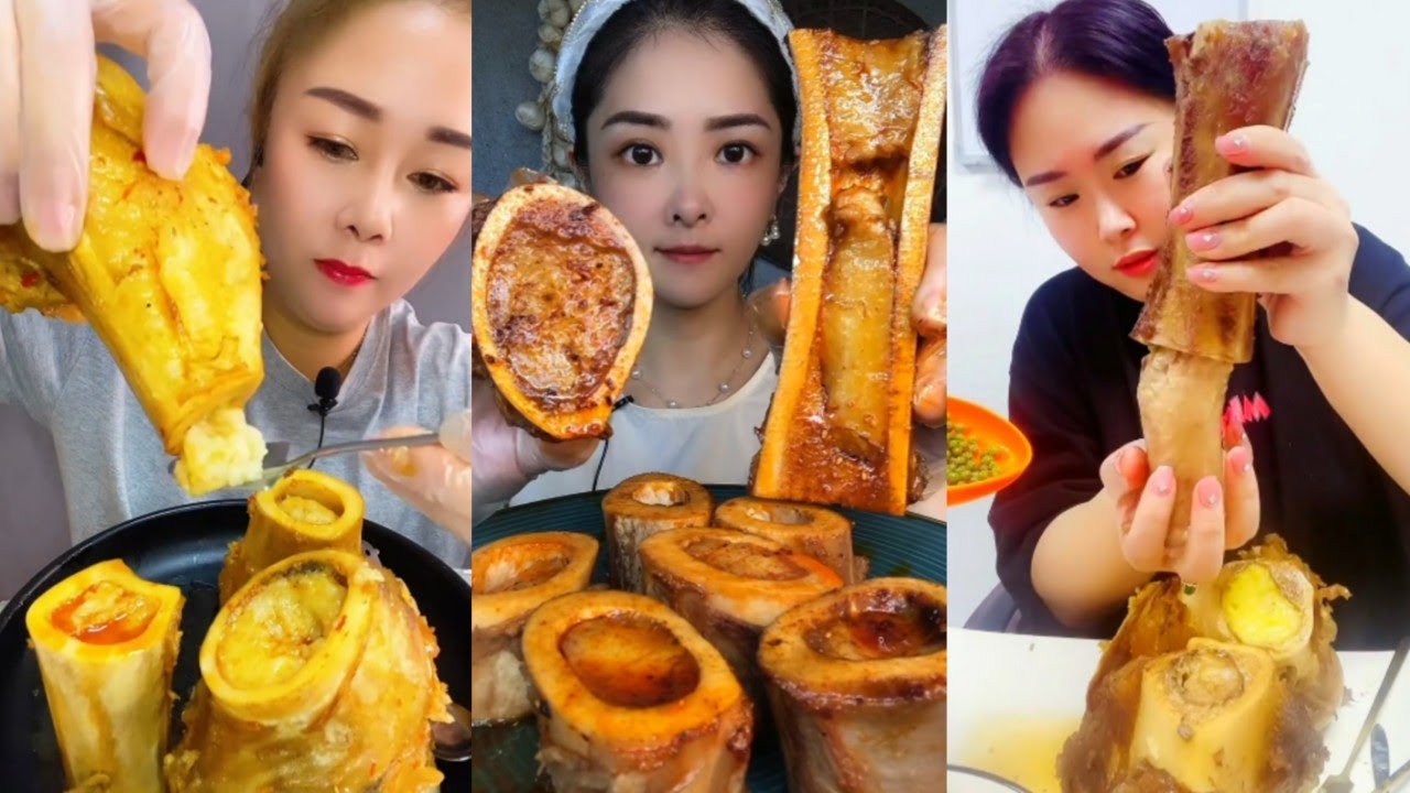 Chinese Food Mukbang Eating Show | Red beef bone marrow | Beef Bone Marrow Challenge #204 (608-610)