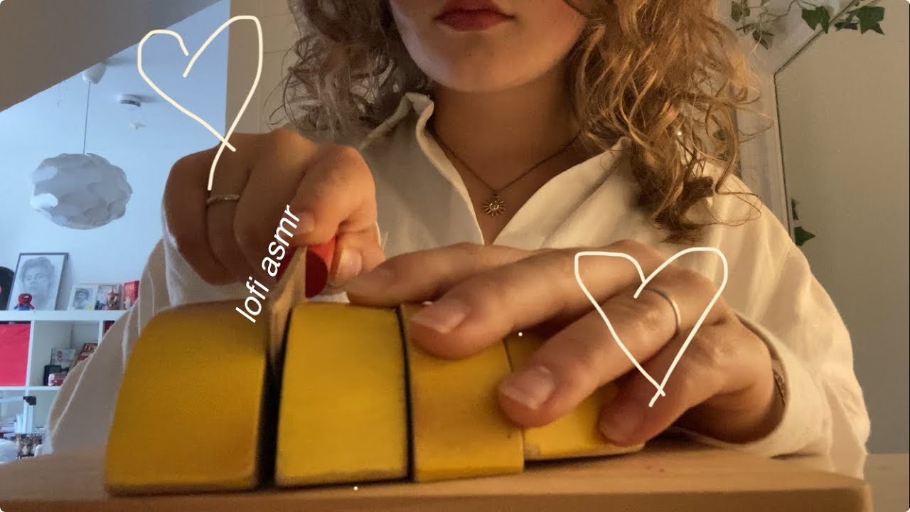 ASMR cutting fake bread and trying other new triggers I found (apple mic)