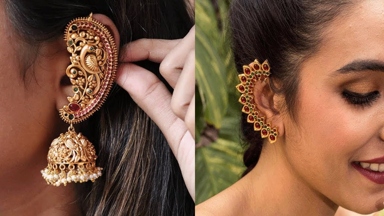 Traditional Heavy Gold Earrings Designs Ideas||long Gold Earrings||Earcuff Earrings Designs