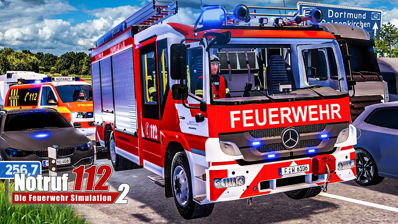 NOTRUF 112 #6: LKW-Unfall auf der AUTOBAHN - katastrophale Rettungsgasse | Feuerwehr Simulation 2
