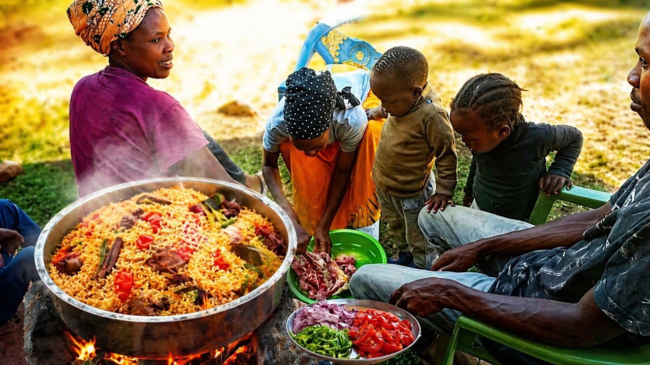 An African village mum cooking tastes pilau#cooking #food #villagerlifestyle #pilau 