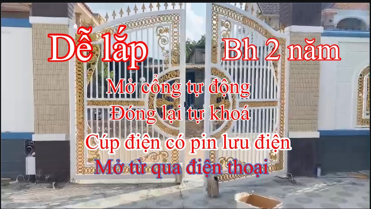 Giá 5 triệu bộ motor cổng mở 180 độ lắp cổng tự động 2 cánh