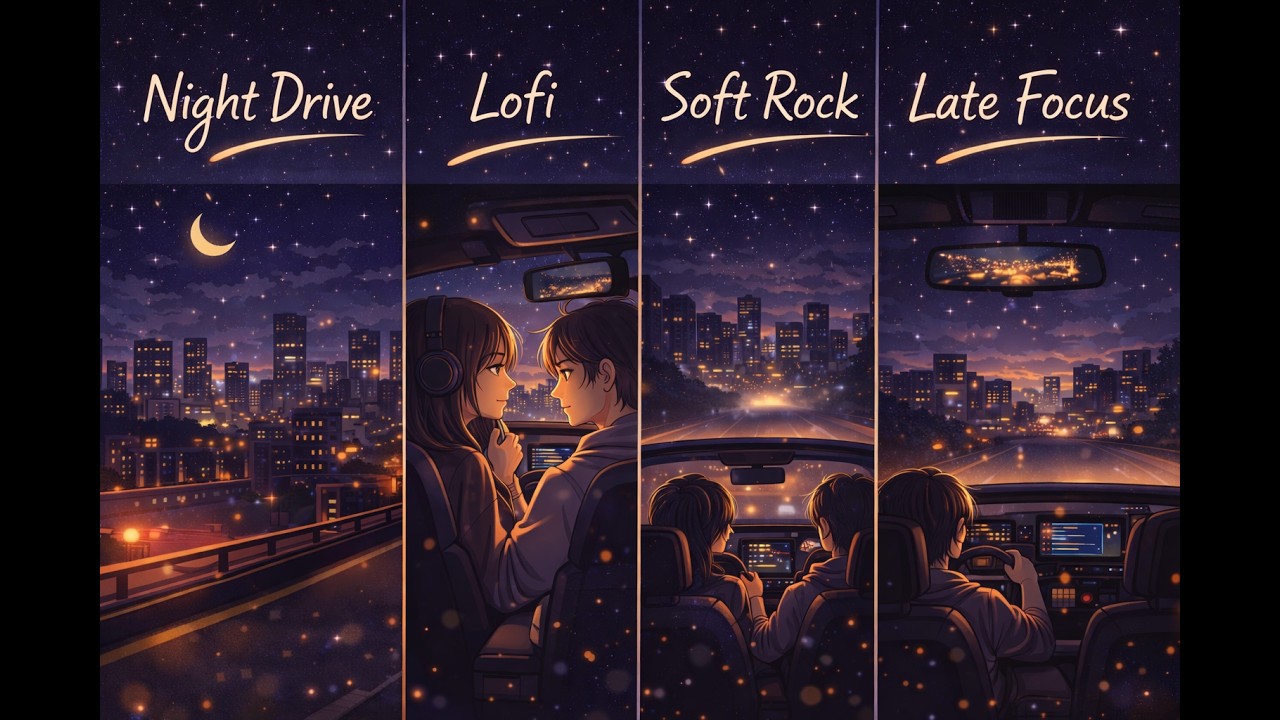 🌙 Night Drive Lofi  Soft Rock - Chill Beats for Late Night Focus