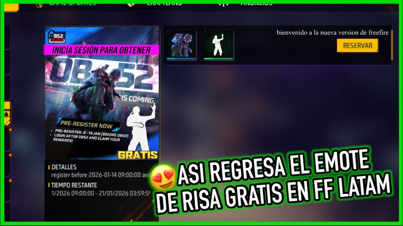 Registrate para el Regreso del Emote Risa Lol Gratis en FF Latam Actualizacion 🧐 | JORGEPLAY