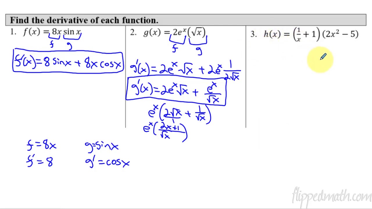 Calculus AB/BC &ndash; 2.8 The Product Rule