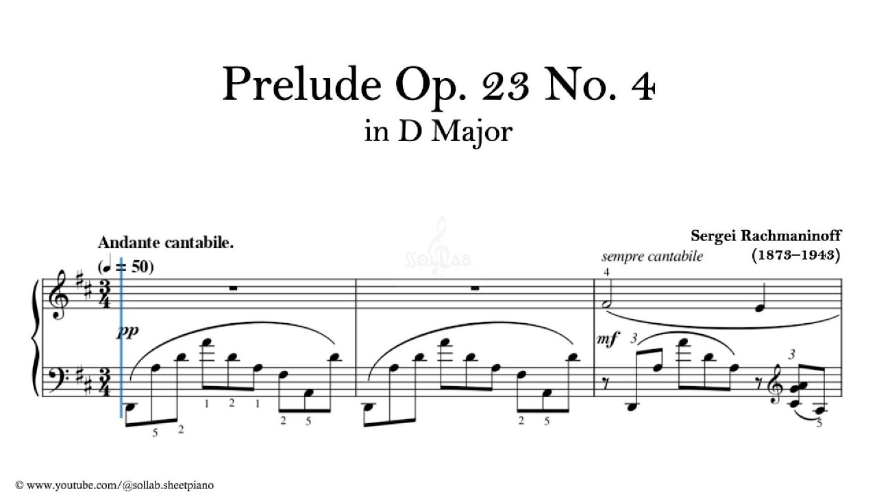 Prelude in D Major, Op. 23 No. 4 – Sergei Rachmaninoff | Piano Sheet Music + Tutorial
