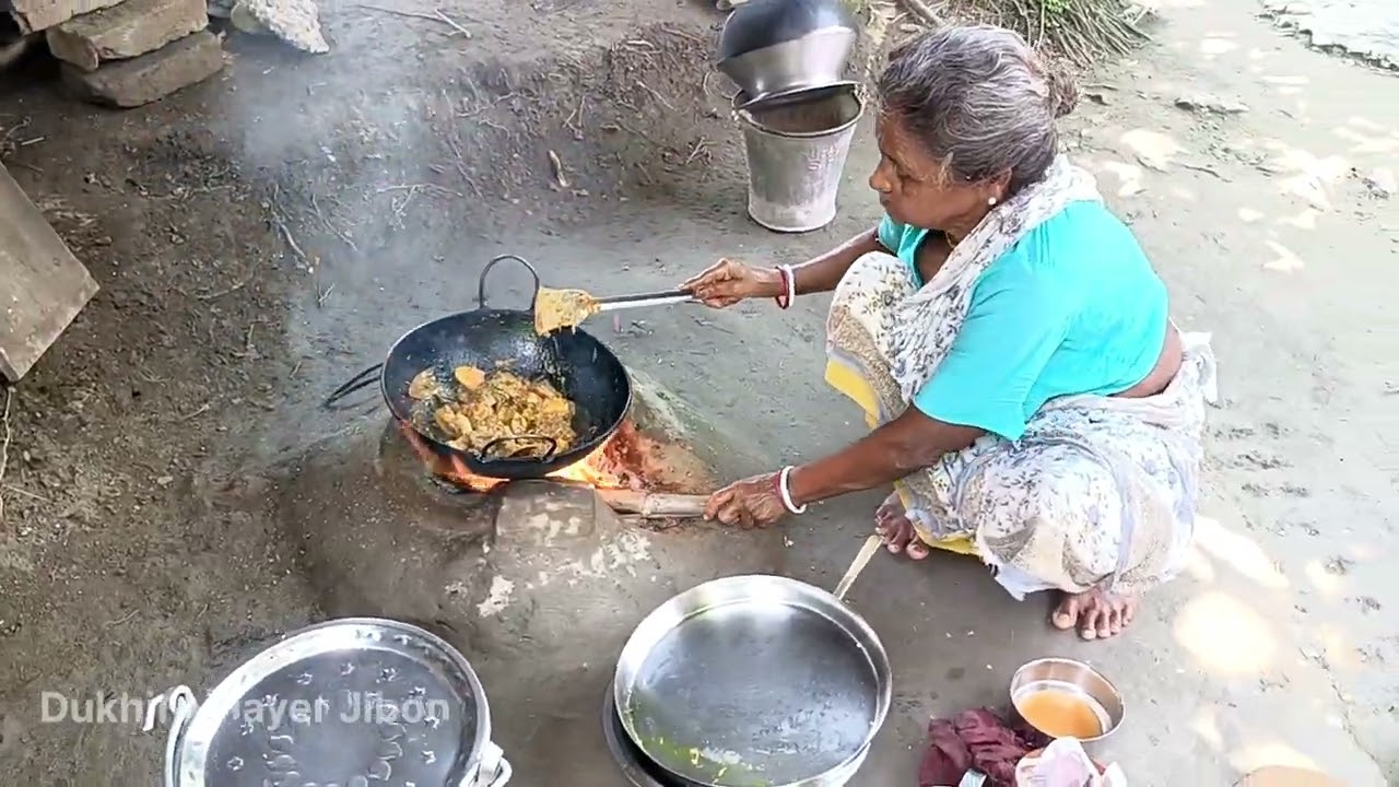 Mutton curry cooking in traditional style and eating #cooking #muttoncurry  #dukhinimayerjibon