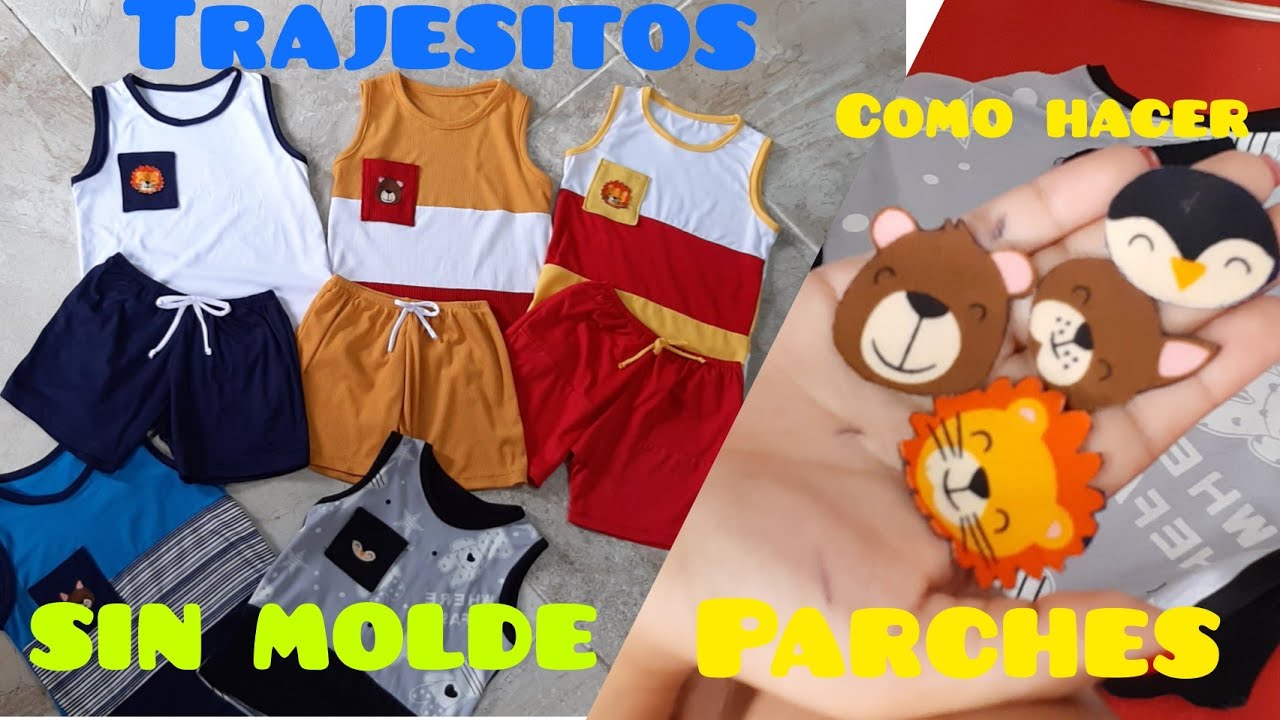 COMO HACER ROPA PARA NIÑO (camisetas y shorts) CON SOLO RETAZOS DE TELAS Y LINDOS PARCHES🥰