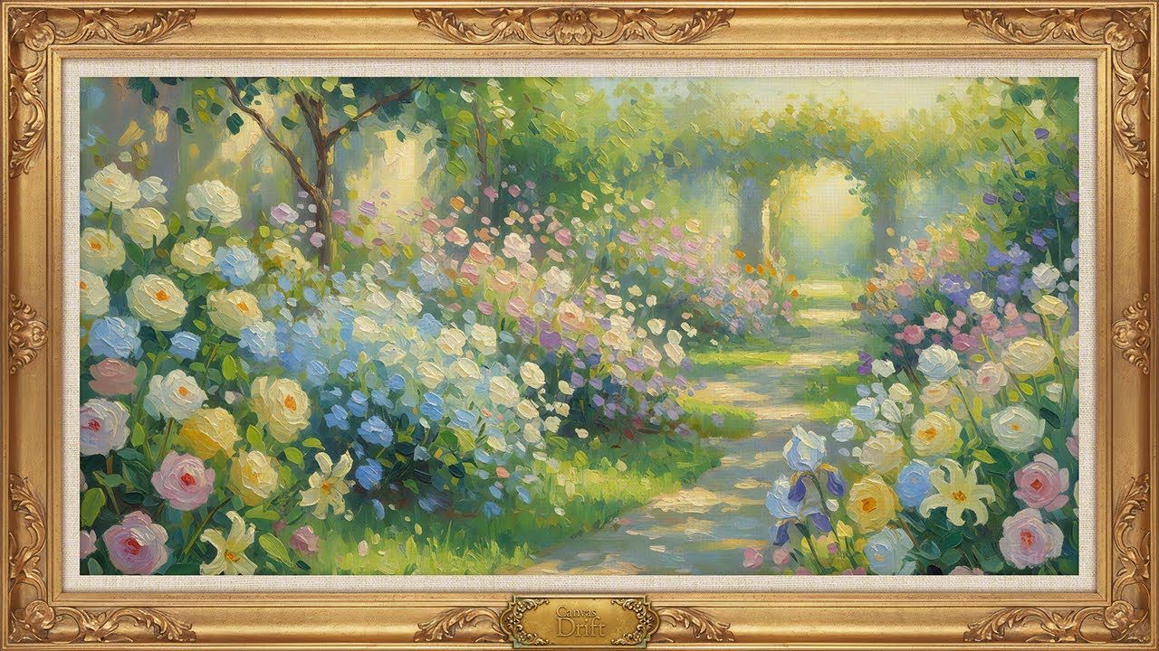 🌿 Floral Garden Path – Frame TV Art with Relaxing Piano Music