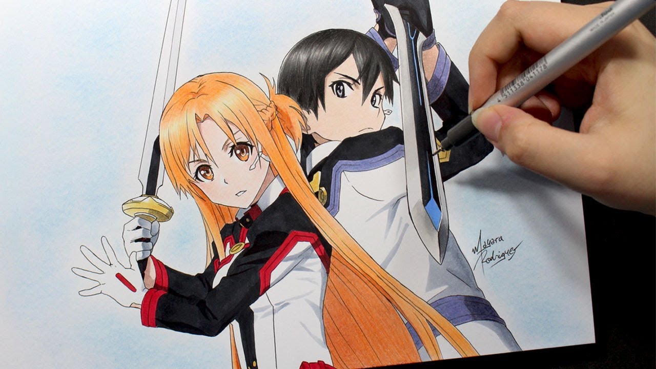 Speed Drawing - Asuna and Kirito [Sword Art Online: Ordinal Scale]