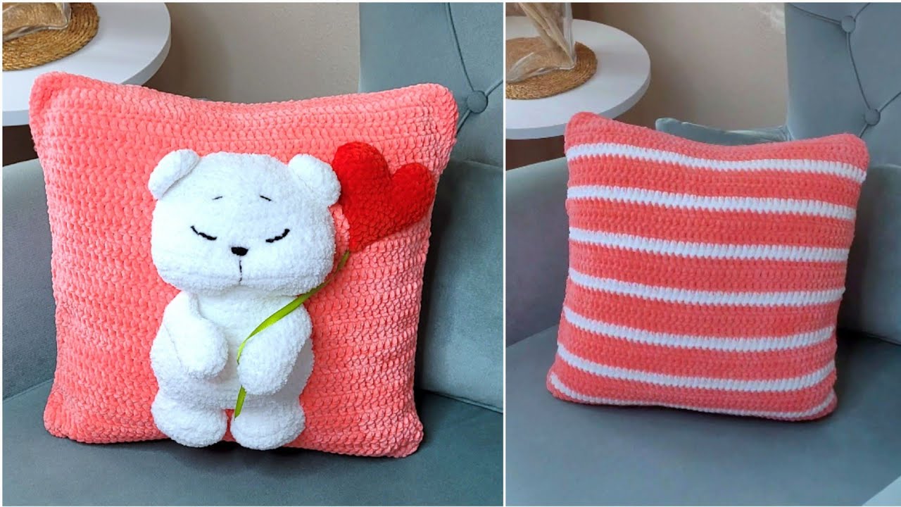 МК ПОДУШКА С 3Д МИШКОЙ КРЮЧКОМ ❤️ How to crochet a pillow with 3D bear ❤️ #crochettutorial